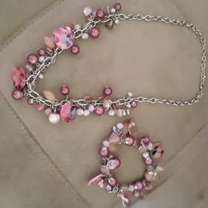 Pink Necklace and Bracelet set
